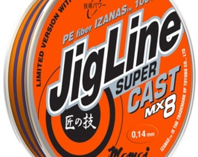 Шнур плетеный JigLine Super Cast 100м 0,14мм (11кг) (оранжевый/фиолетовый) - изображение 1 