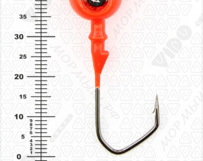 Джиг крашеный ШАР 14гр. (крючок VD-079 №2/0) (3шт.) цвет 01 (красный) - изображение 3