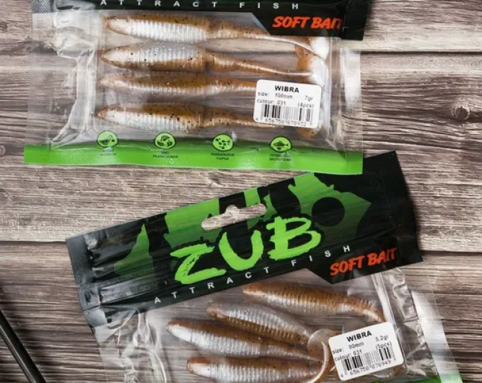 Приманка ZUB-WIBRA 100мм-4шт, (цвет 031) натурал-карамельный - изображение 1 