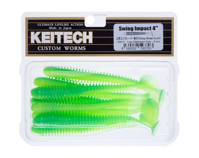Приманка силиконовая Keitech Swing Impact 4″ EA#11 Lime Chartreuse Glow - изображение 1