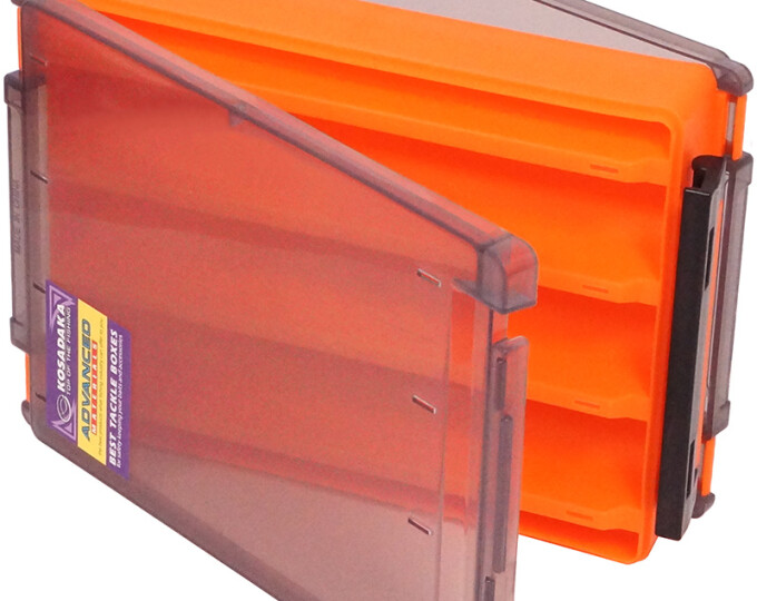 Коробка Kosadaka TB-S61B для воблеров, двусторонняя, продольные секции (205х145х50мм) Orange - изображение 2