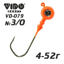 Джиг крашеный ШАР 20гр. (крючок VD-079 №3/0) (3шт.) цвет 03 (оранжевый)