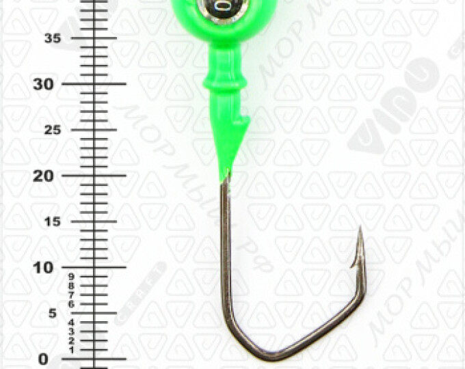 Джиг крашеный ШАР 10гр. (крючок VD-079 №2/0) (3шт.) цвет 07 (зеленый) - изображение 3