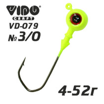 Джиг крашеный ШАР 22гр. (крючок VD-079 №3/0) (3шт.) цвет 02 (желтый)