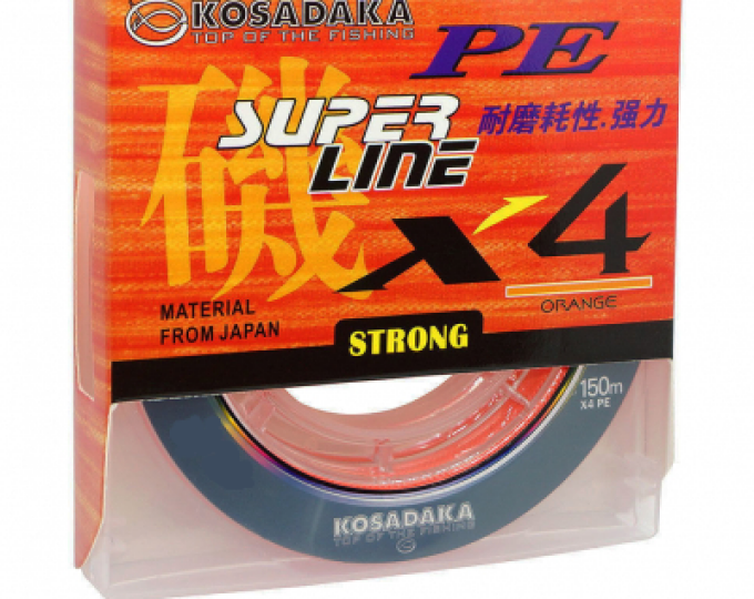 Леска плетеная Kosadaka Super Line PE X4 Orange 150м 0,25мм (16,5кг) - изображение 1 