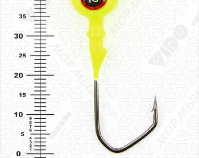 Джиг крашеный ШАР 12гр. (крючок VD-079 №2/0) (3шт.) цвет 02 (желтый) - изображение 3