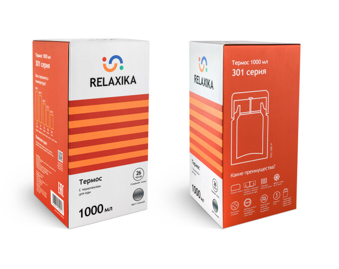 Термос для еды Relaxika 301 в термочехле (1,0л) стальной - изображение 2