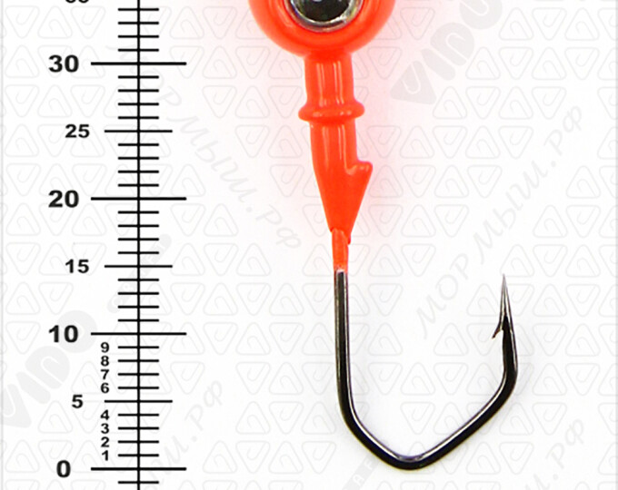 Джиг крашеный ШАР  8гр. (крючок VD-079 №1/0) (3шт.) цвет 01 (красный) - изображение 3