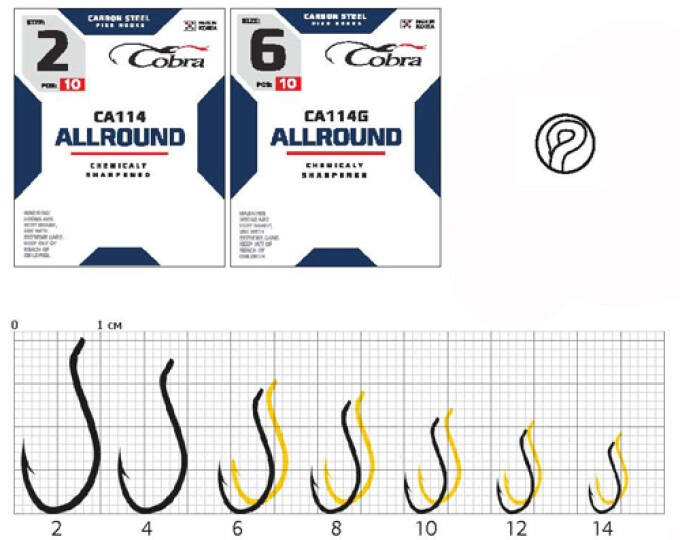 Крючки Cobra ALLROUND (CA114G) №10 (10шт.) - изображение 1 