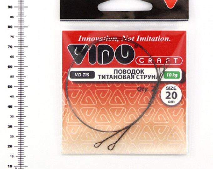 Поводок (титановая струна) VD-TIS (20см, ф0,35мм, 10кг) (2шт.) - изображение 1 