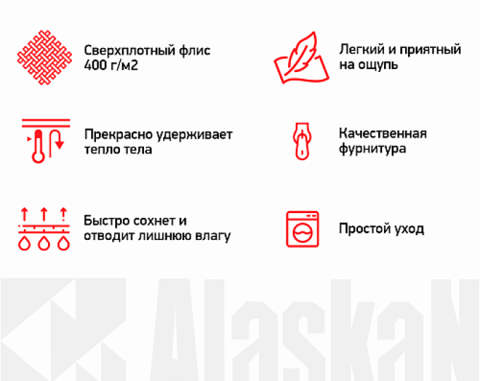 Куртка флисовая Alaskan Black Water р.L (с капюшоном, бордо) - изображение 2