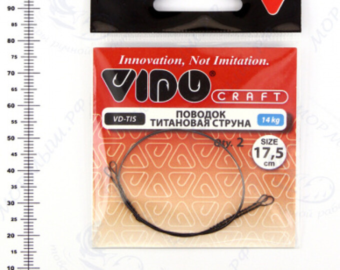 Поводок (титановая струна) VD-TIS (17,5см, ф0,40мм, 14кг) (2шт.) - изображение 1 