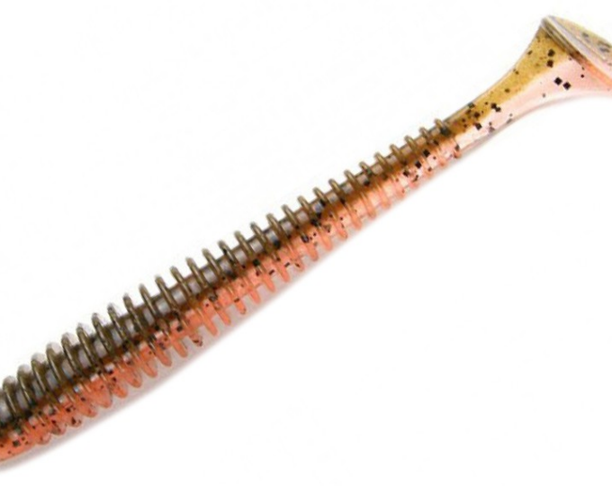 Приманка силиконовая Keitech Swing Impact 4″ #438 Green Pumpkin Fire - изображение 1 