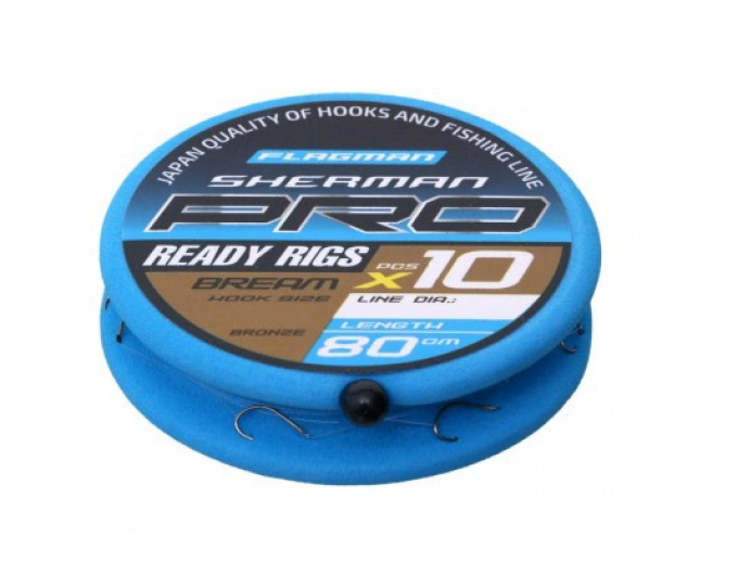 Готовый поводок Flagman «Sherman Pro Bream Ready Rigs» №14 (0,105мм, 80см) (10шт.) - изображение 1