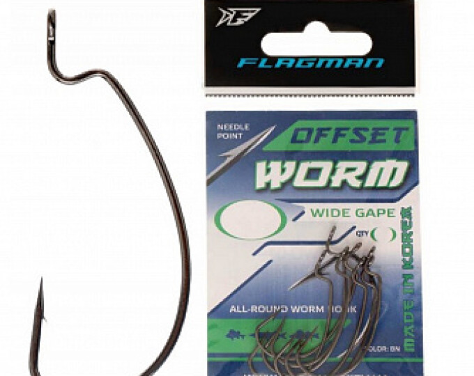Крючок Flagman Worm Offset № 2/0 (6шт.) - изображение 1 