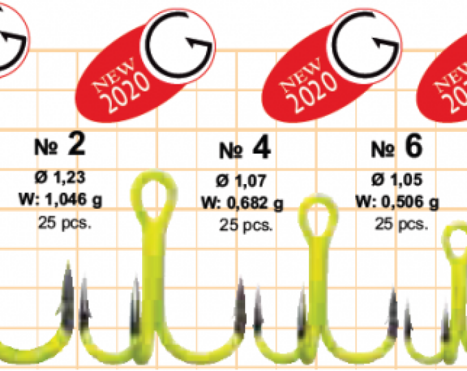 Крючок Gurza Round Treble Hook (ST-36UV) №02 (Chartreuse/BC) - изображение 1 