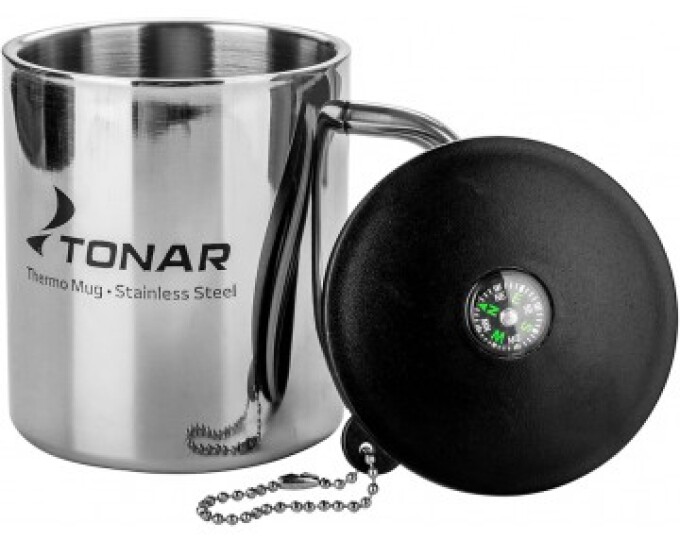 Термокружка TONAR 350мл (пластиковая крышка + карабин) - изображение 1 