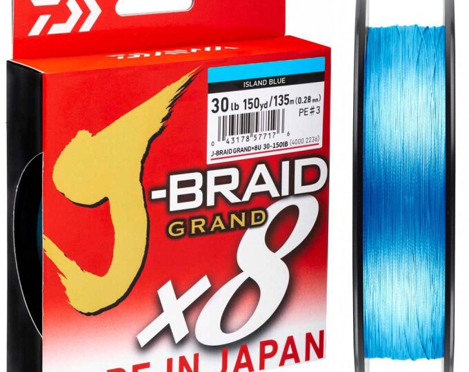 Леска плетёная Daiwa J-Braid Grand X8 135м 0,18мм (Island Blue) - изображение 1 