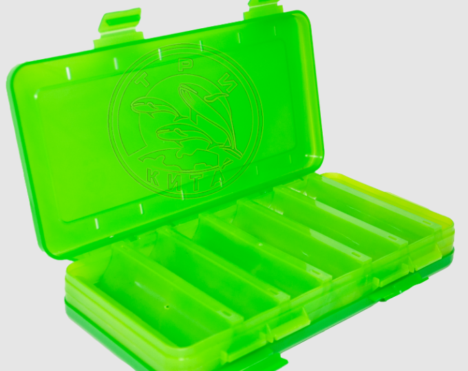 Коробка Три Кита ВБ-2 (2-х ст., для воблеров и балансиров, 6+6 отд., 230*125*35мм) зелёная - изображение 1 