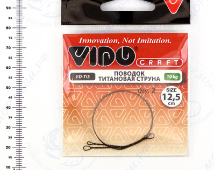 Поводок (титановая струна) VD-TIS (12,5см, ф0,35мм, 10кг) (2шт.) - изображение 1 