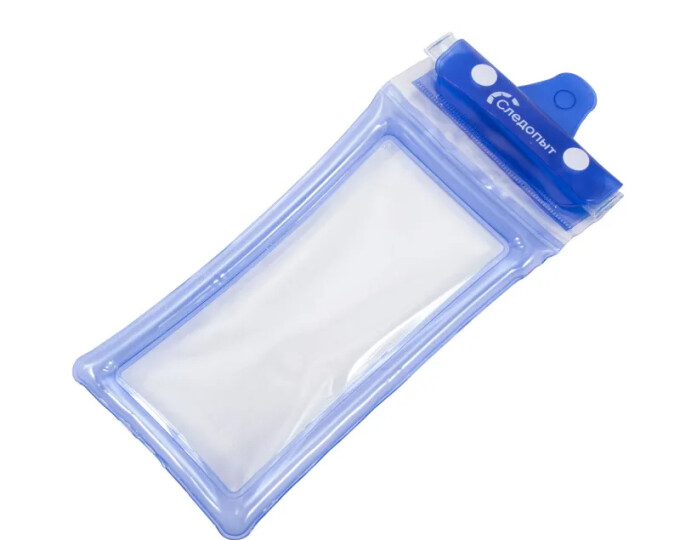 Чехол СЛЕДОПЫТ водонепроницаемый, для смартфонов (6.5) и документов с нашейным шнуром, голубой - изображение 1 