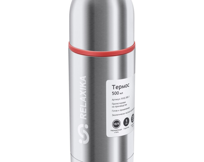 Термос Relaxika 102 (0,5л) 2 чашки, стальной - изображение 1 