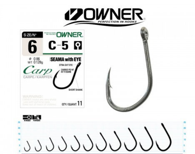 Крючок Owner (53265) «Iseama» (C-5) w/EYE №08 (12шт.) - изображение 1 