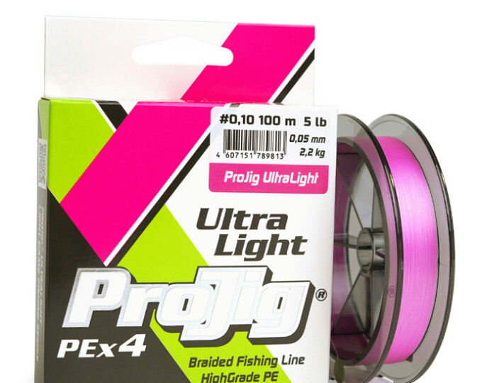 Шнур плетеный ProJig UltraLight 100м 0,09мм (4,6кг) (розовый) - изображение 1 