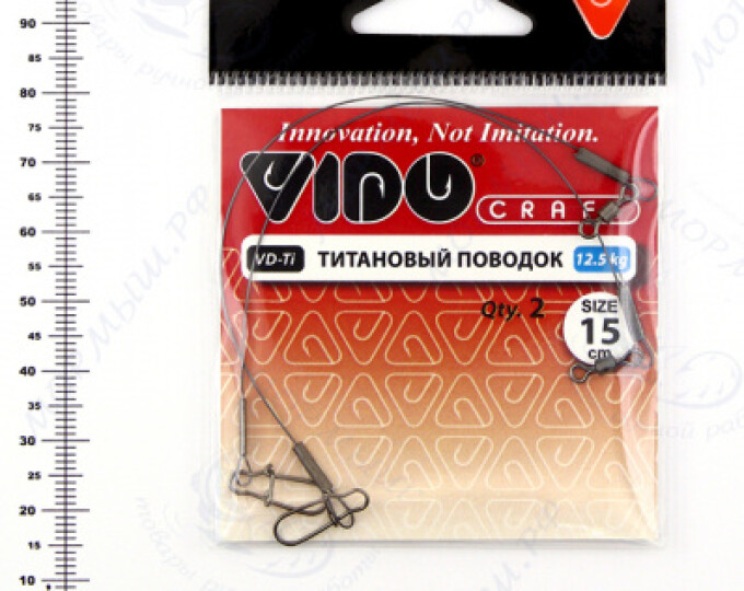 Поводок (титан) VD-Ti (15см, ф0,35мм, 12,5кг) (2шт.) - изображение 1 