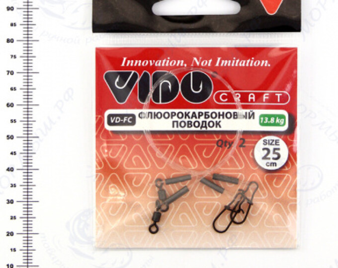 Поводок (флюорокарбон) VD-FC (25см, ф0,50мм, 13,8кг) (2шт.) - изображение 1 