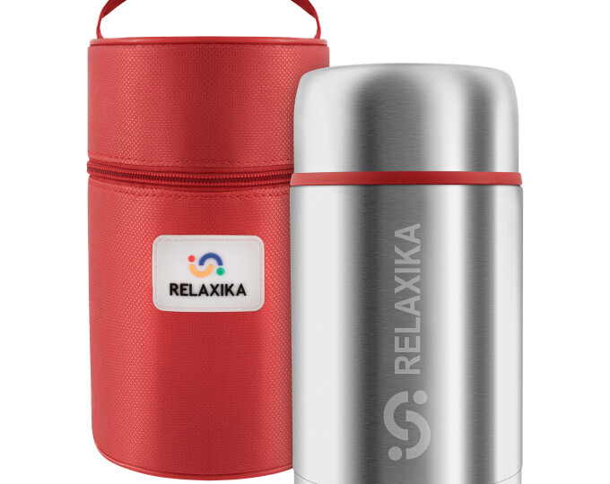 Термос для еды Relaxika 301 в термочехле (1,0л) стальной - изображение 1 