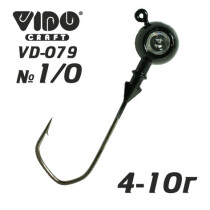 Джиг крашеный ШАР  4гр. (крючок VD-079 №1/0) (3шт.) цвет 04 (черный)