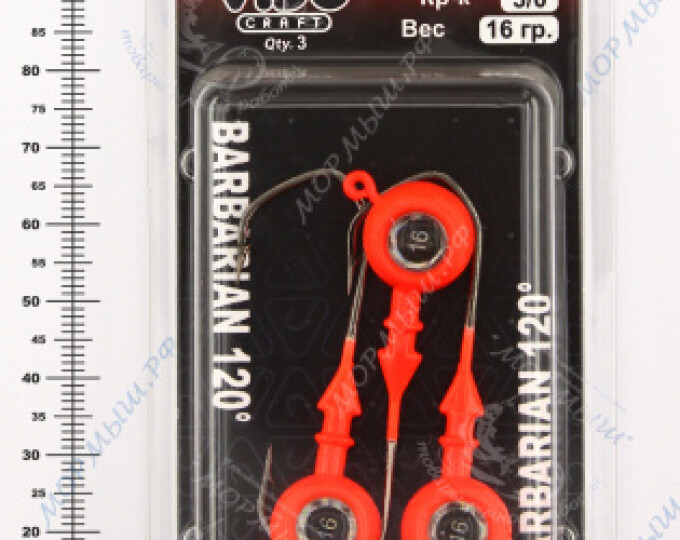 Джиг крашеный ШАР 16гр. (крючок VD-079 №3/0) (3шт.) цвет 01 (красный) - изображение 2