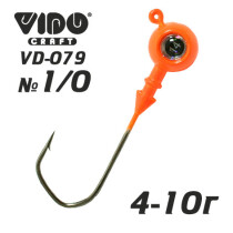 Джиг крашеный ШАР  8гр. (крючок VD-079 №1/0) (3шт.) цвет 03 (оранжевый)