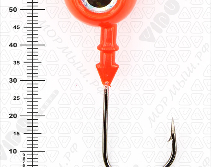 Джиг крашеный ШАР 52гр. (крючок VD-079 №5/0) (3шт.) цвет 01 (красный) - изображение 3