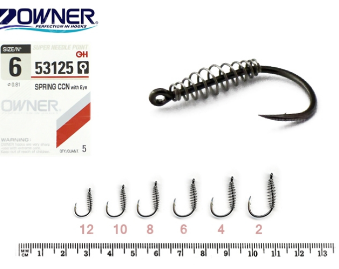 Крючок Owner (53125) «Spring Chinu» w/EYE №02 (5шт.) (с кормушкой — пружинкой) - изображение 1 