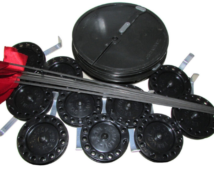 Комплект оснащённых жерлиц Manko Классик-1 (блин 180мм, катушка 63мм) в сумке (10шт.) - изображение 1 