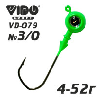 Джиг крашеный ШАР 26гр. (крючок VD-079 №3/0) (3шт.) цвет 07 (зеленый)