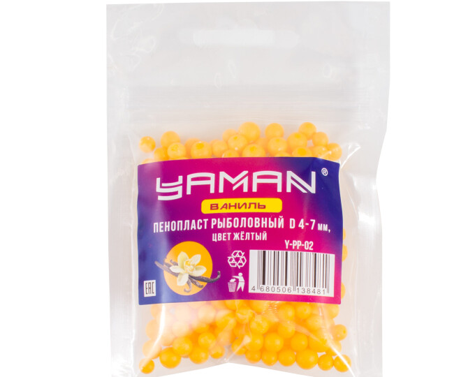 Пенопласт рыболовный Yaman Ваниль 4-7мм, жёлтый (250шт.) - изображение 1 