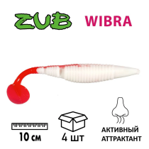 Приманка ZUB-WIBRA 100мм-4шт, (цвет 010) бело-красный